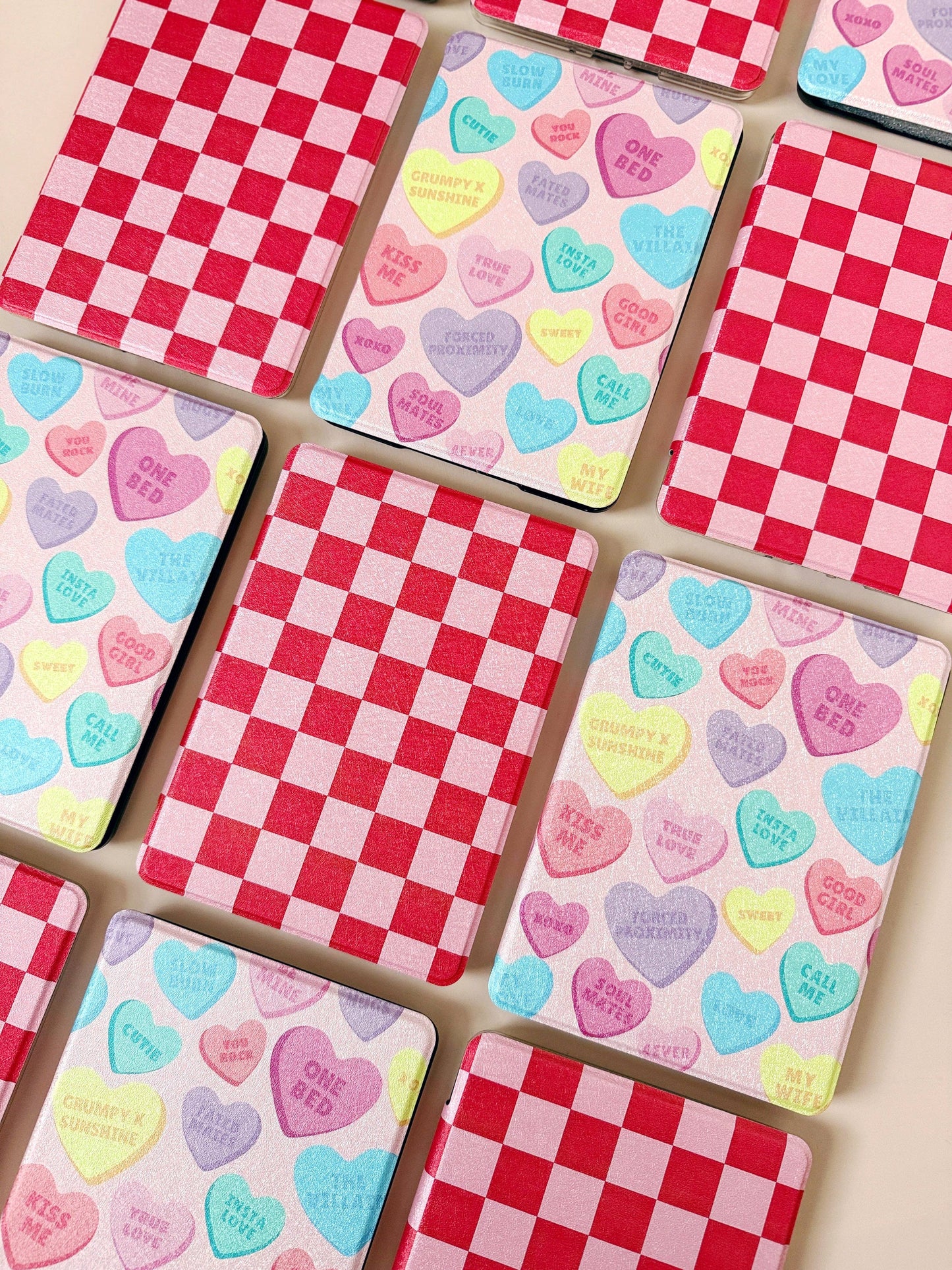Red and Pink Checkers Kindle Case