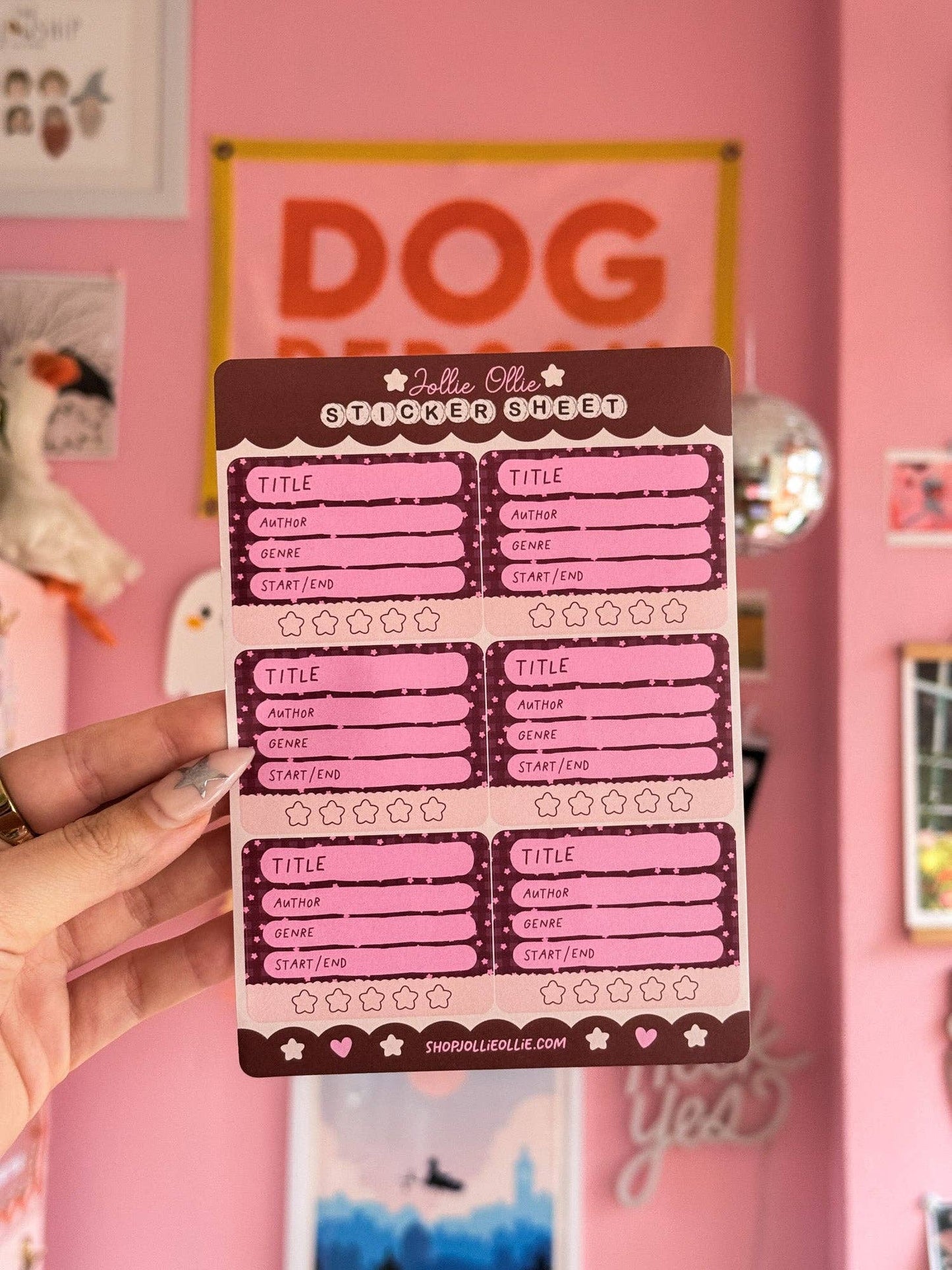 Maroon Gingham Book Review Sticker Sheet