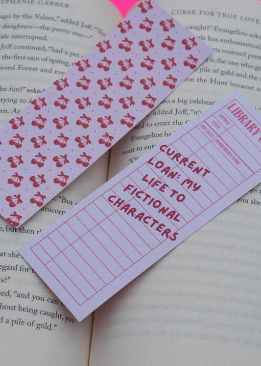 Library Card Bookmark – “Current Loan: My Life to Fictional Characters”
