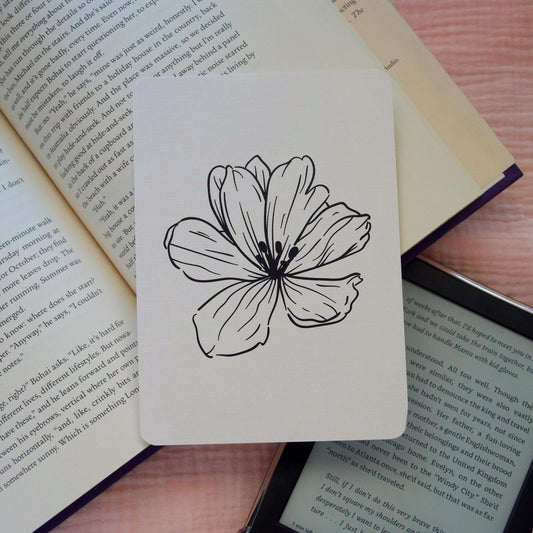 Single Black Line Flower Kindle Case Insert