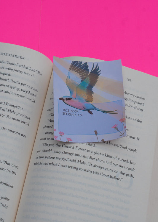 Spring Bookplate Sticker with Bird Design