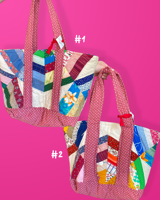 Upcycled Quilt Tote Bag - One of a Kind