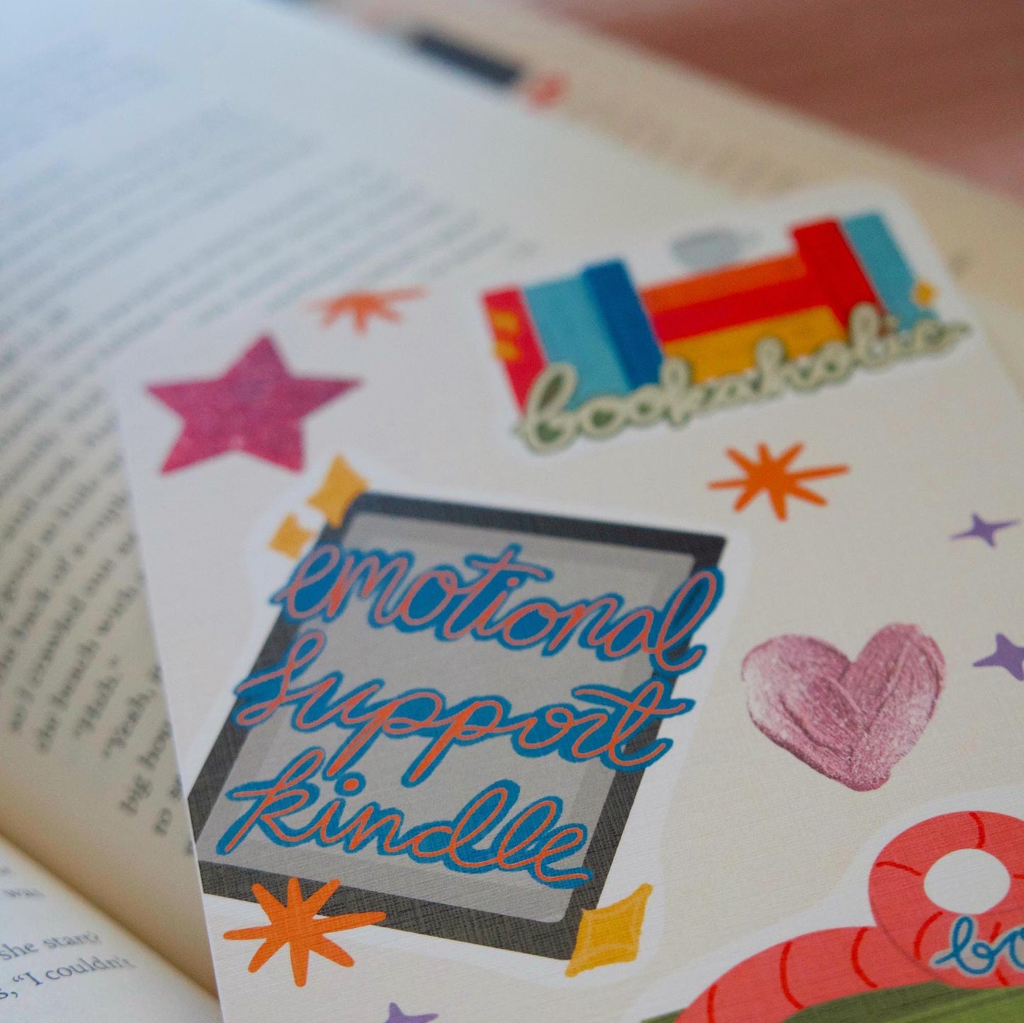 Book-Themed Faux Sticker Collage Kindle Case Insert