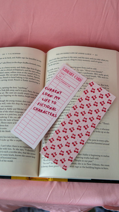 Library Card Bookmark – “Current Loan: My Life to Fictional Characters”