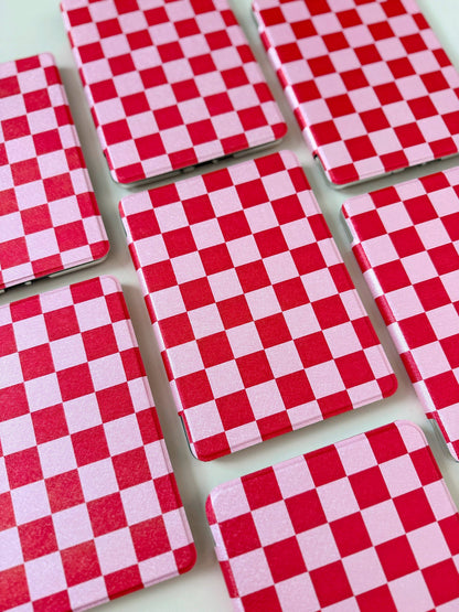 Red and Pink Checkers Kindle Case