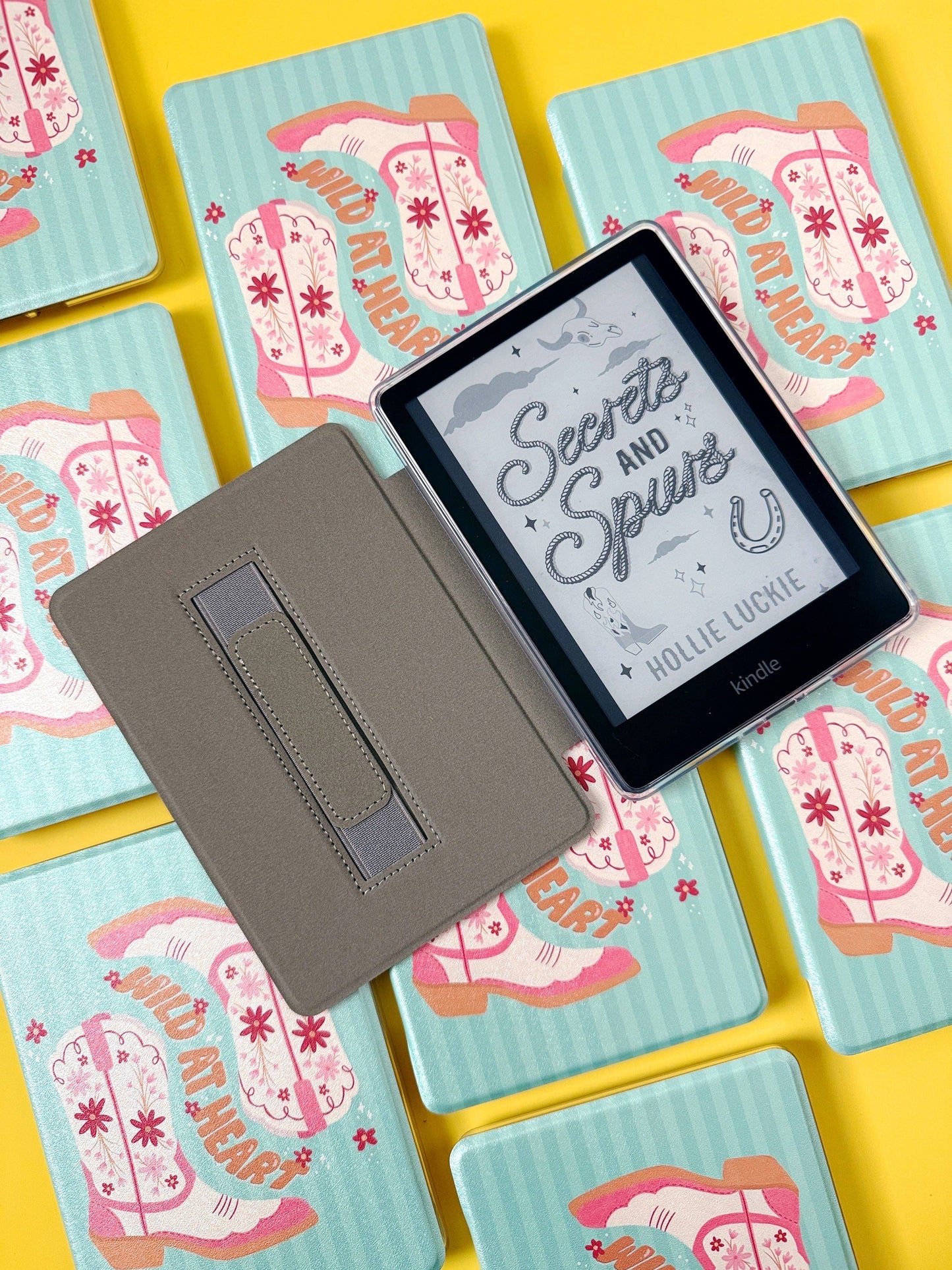 Wild at Heart Kindle Case Cover with Clear Back and Cover Strap - 11th + 12th Gen Paperwhite and Kindle Basic