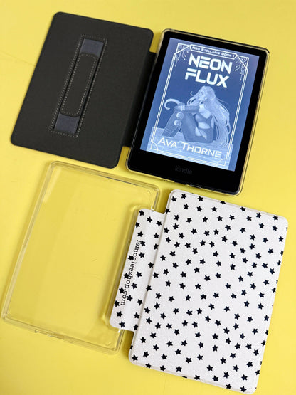 Mini Stars Kindle Case Cover with Clear Back and Cover Strap - 11th + 12th Gen Paperwhite/Colorsoft