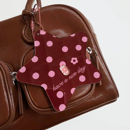 Photo Frame Keychain-Polka Dot Star