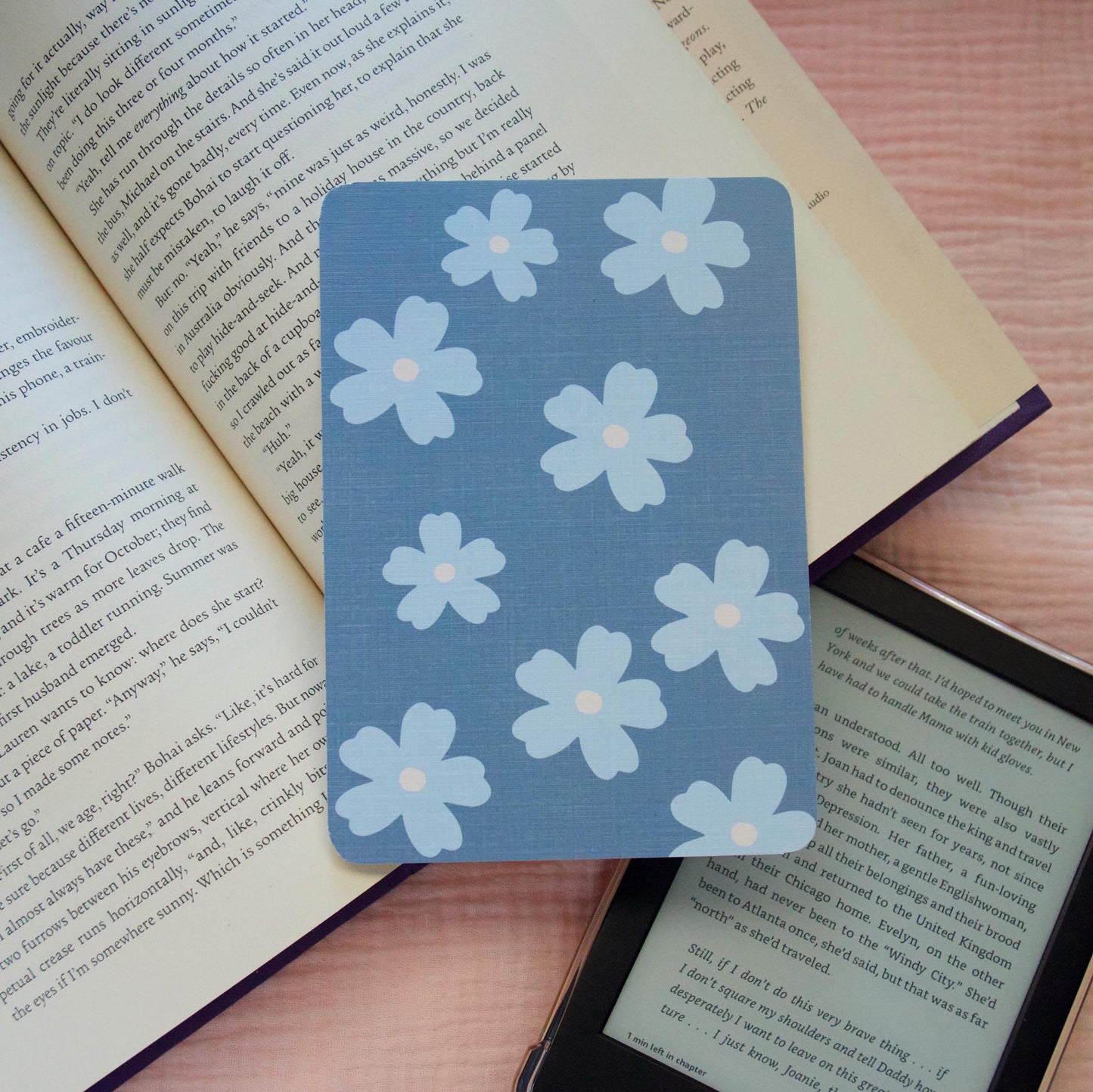 Light Blue Flowers Kindle Case Insert
