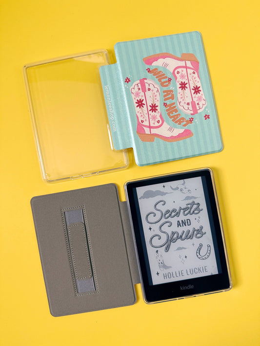 Wild at Heart Kindle Case Cover with Clear Back and Cover Strap - 11th + 12th Gen Paperwhite and Kindle Basic