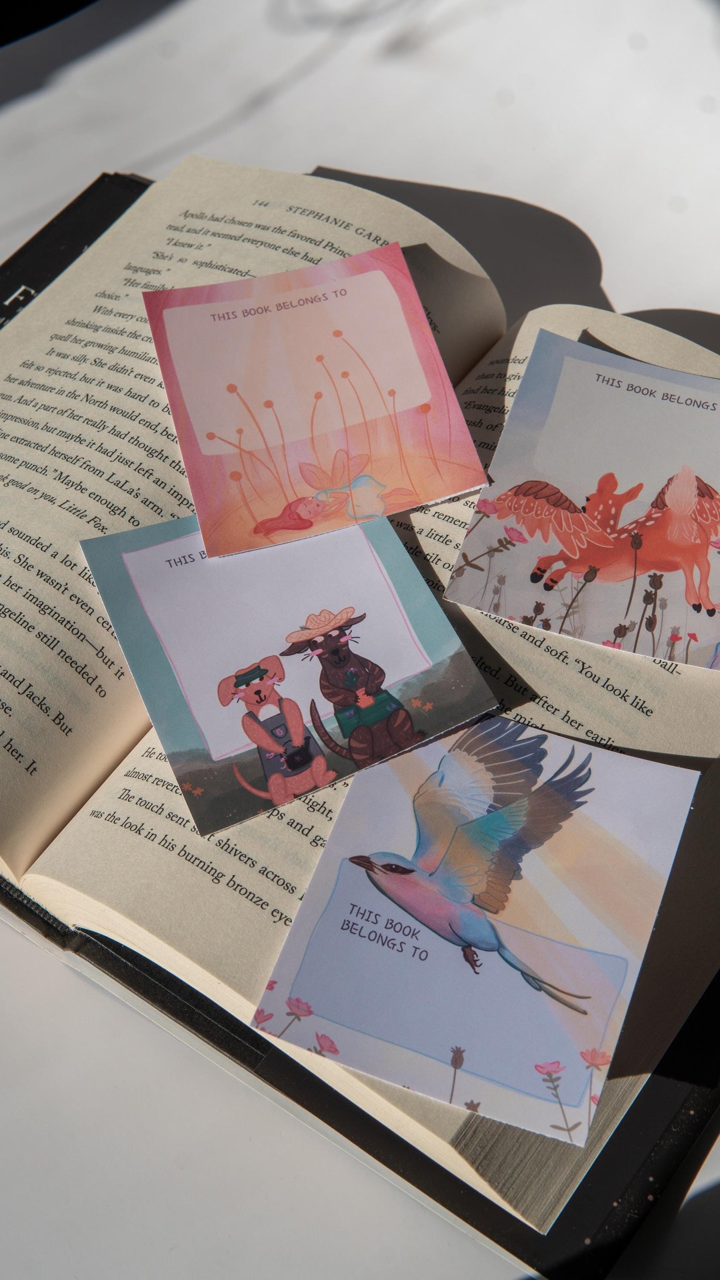 Spring Bookplate Sticker with Bird Design