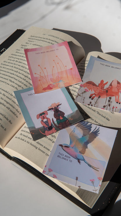 Spring Bookplate Sticker with Bird Design