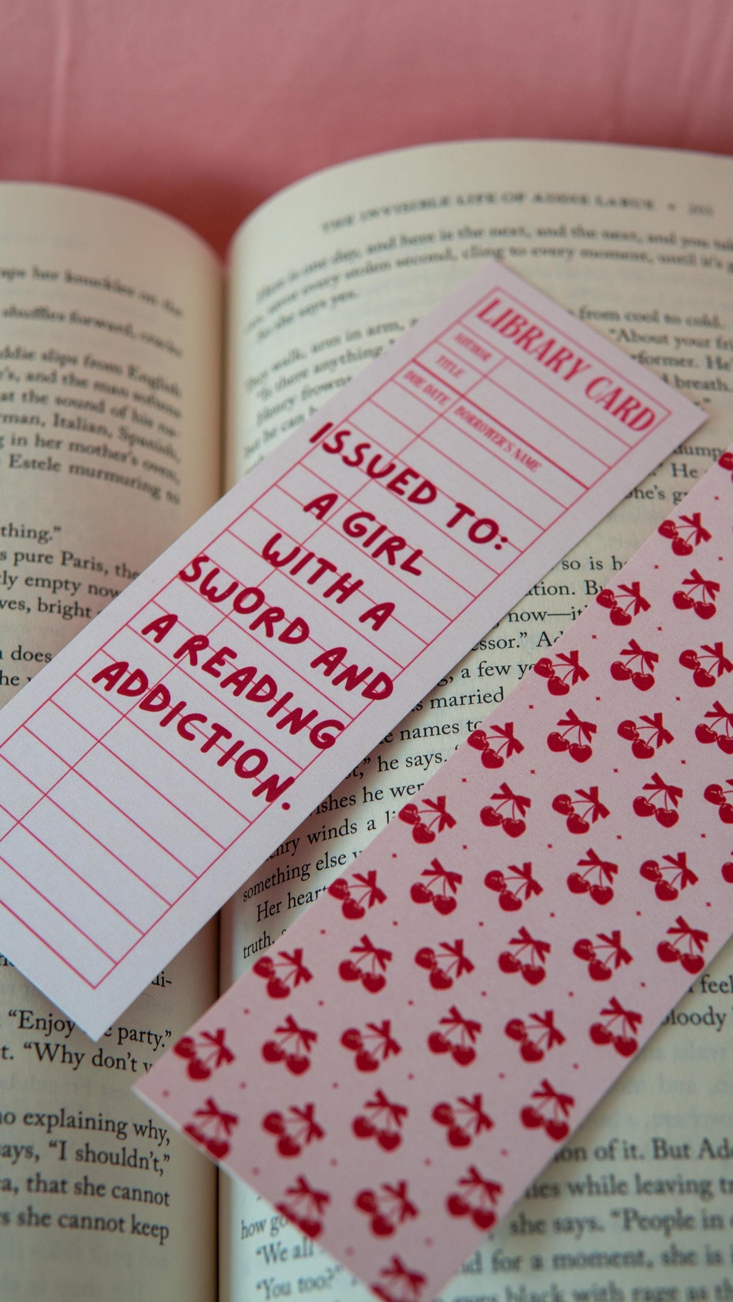 Library Card Bookmark – “Issued to a Girl with a Sword and a Reading Addiction”