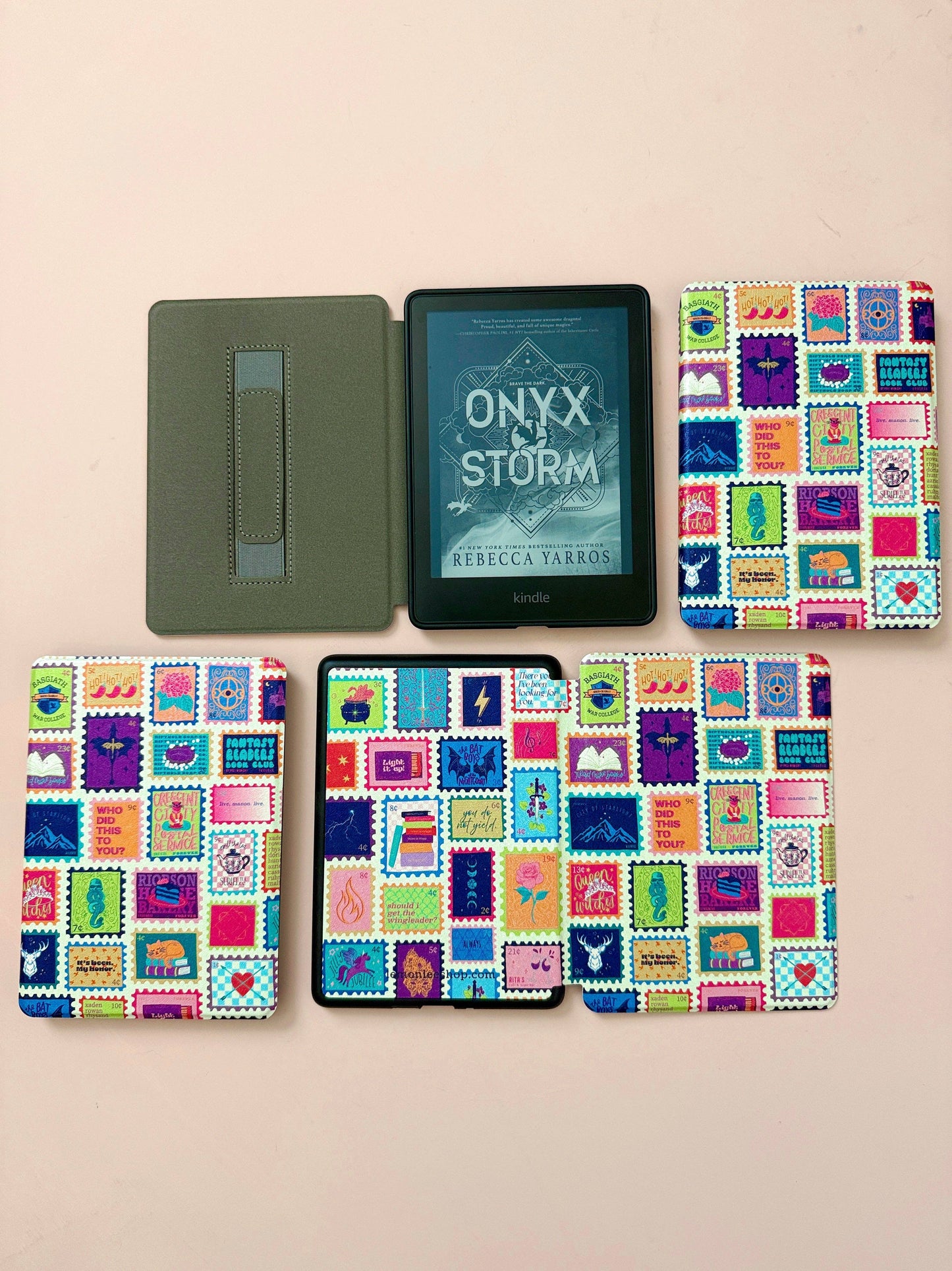 Fantasy Stamps Kindle Case Cover with Clear Back and Cover Strap