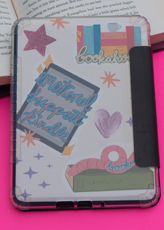 Book-Themed Faux Sticker Collage Kindle Case Insert