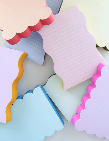 Scalloped Shaped Notepad | Lilac + Hot Pink Edge