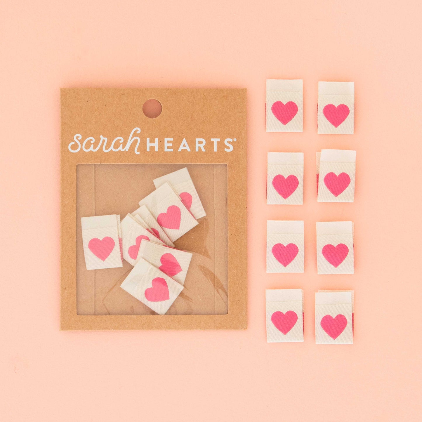 Pink Heart Woven Sewing Labels