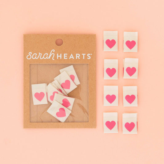 Pink Heart Woven Sewing Labels