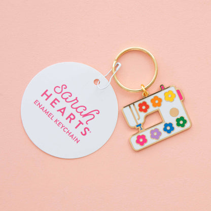Daisy Sewing Machine Enamel Keychain