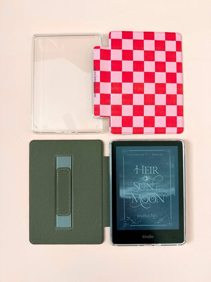 Red and Pink Checkers Kindle Case
