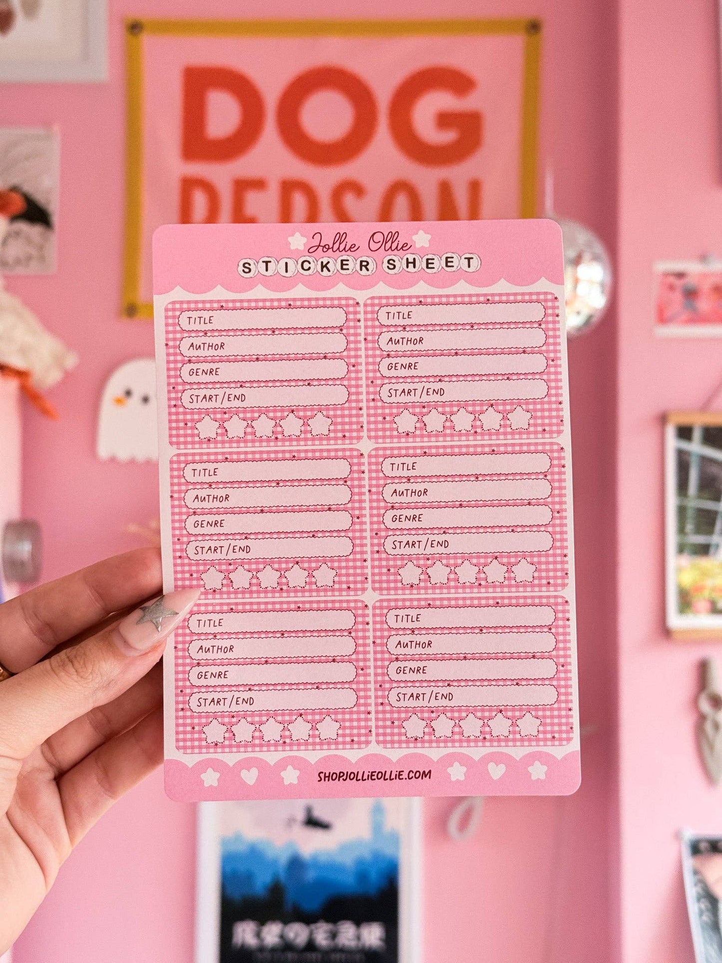 Pink Gingham Book Review Sticker Sheet