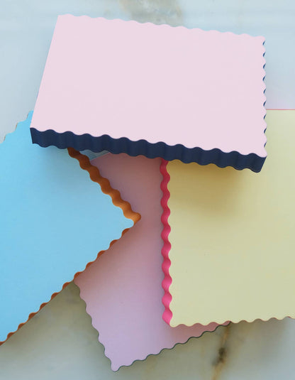 Mini Wave Shaped Notepad | Sky + Tangerine Edge