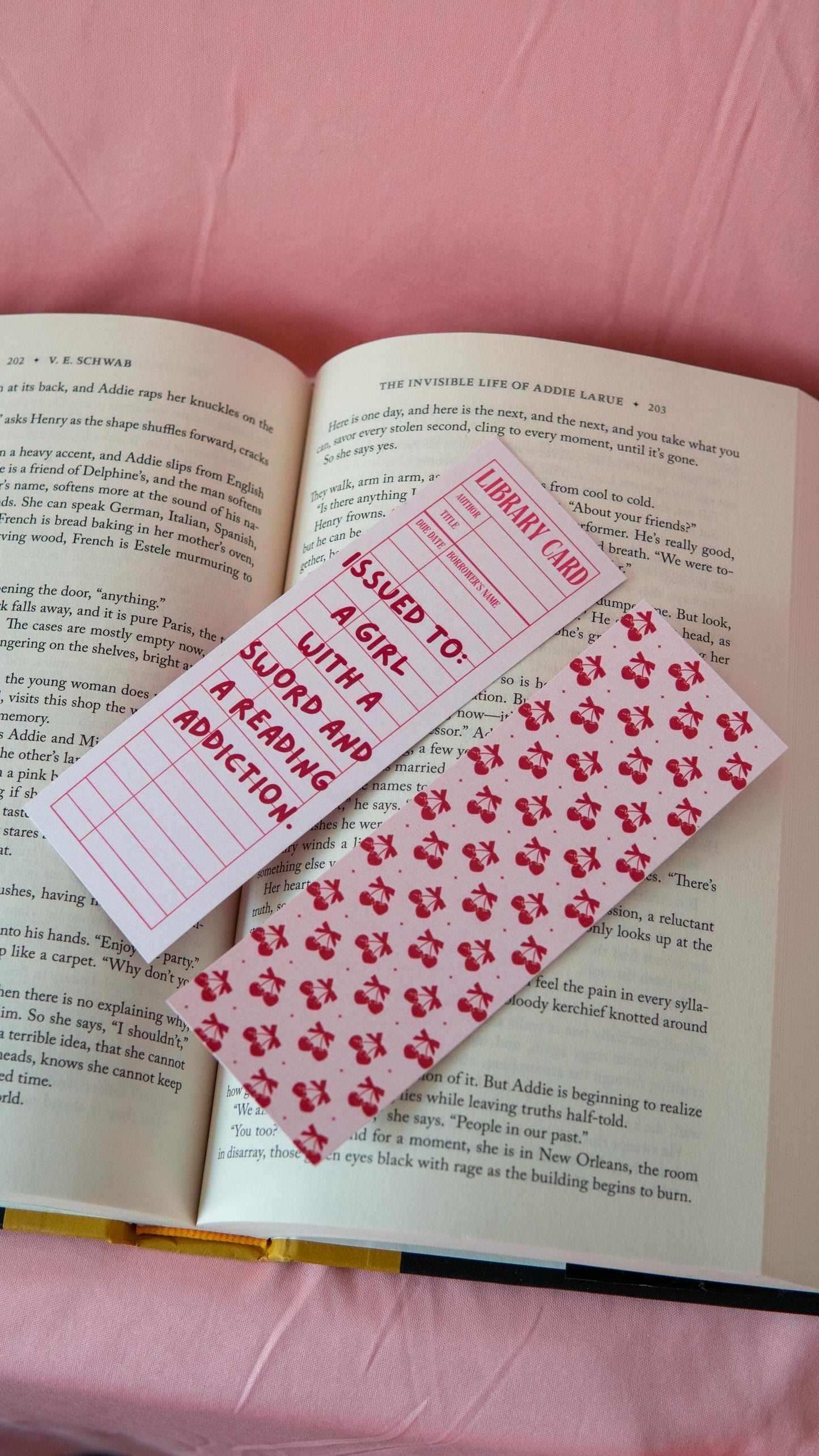 Library Card Bookmark – “Issued to a Girl with a Sword and a Reading Addiction”