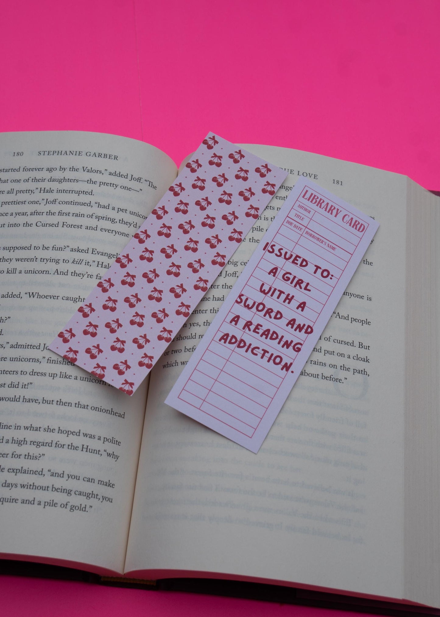 Library Card Bookmark – “Issued to a Girl with a Sword and a Reading Addiction”