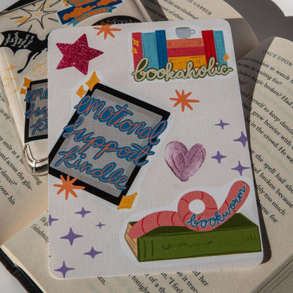 Book-Themed Faux Sticker Collage Kindle Case Insert