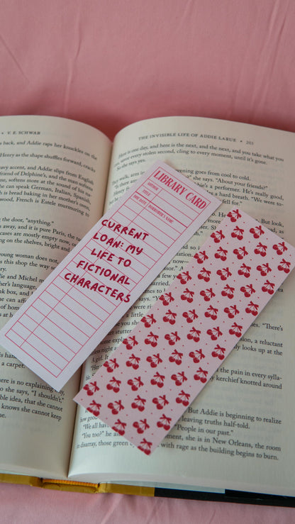 Library Card Bookmark – “Current Loan: My Life to Fictional Characters”