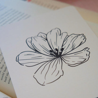 Single Black Line Flower Kindle Case Insert