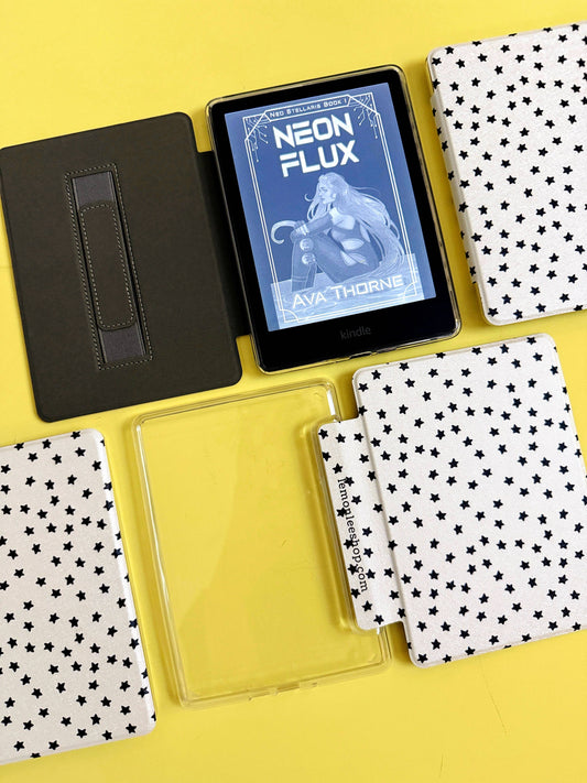 Mini Stars Kindle Case Cover with Clear Back and Cover Strap - 11th + 12th Gen Paperwhite/Colorsoft