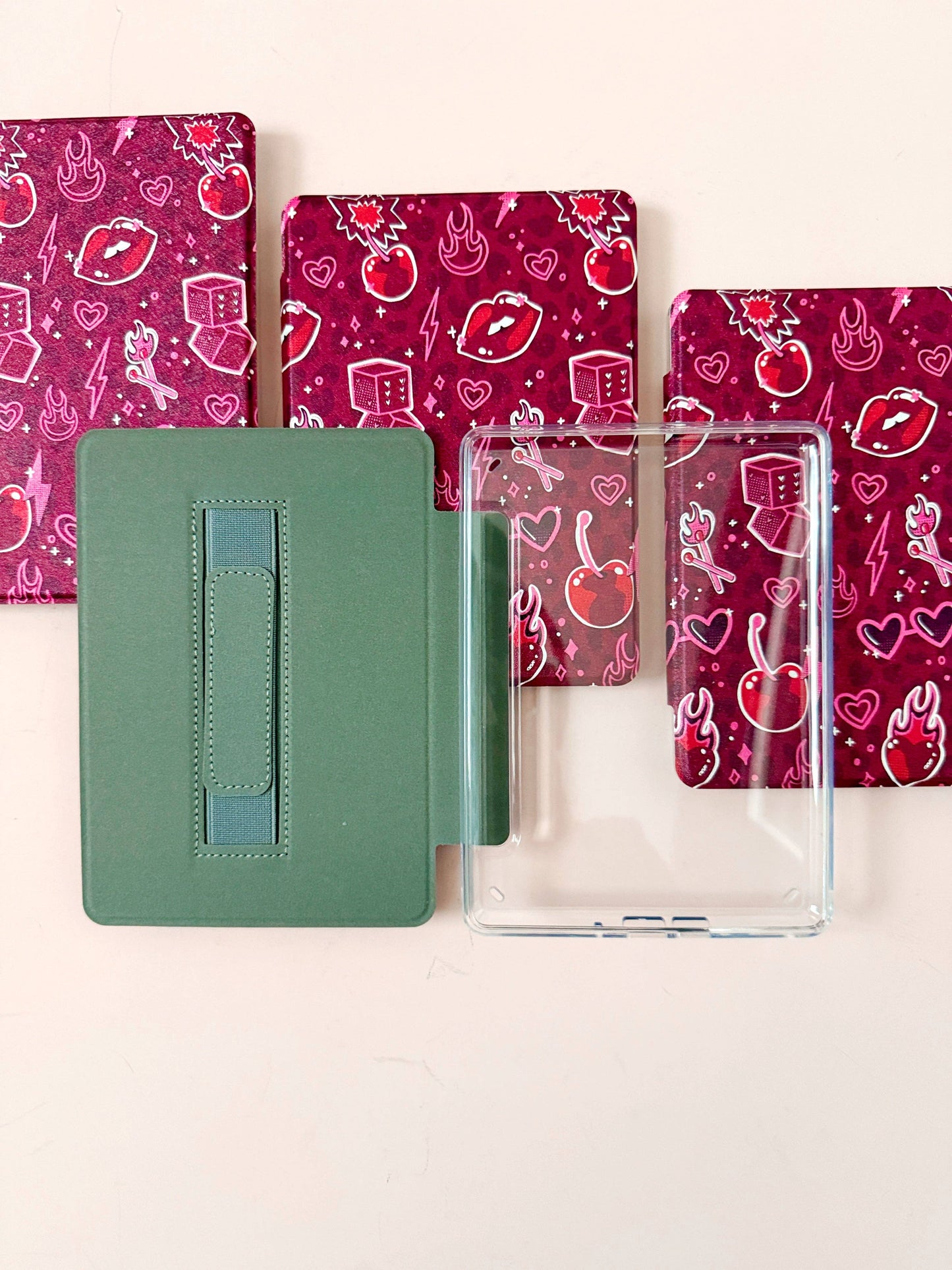 Cherry Bomb Kindle Case Cover with Clear Back and Cover Strap
