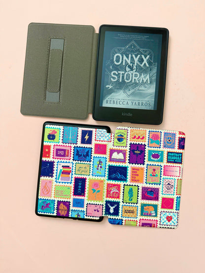 Fantasy Stamps Kindle Case Cover with Clear Back and Cover Strap