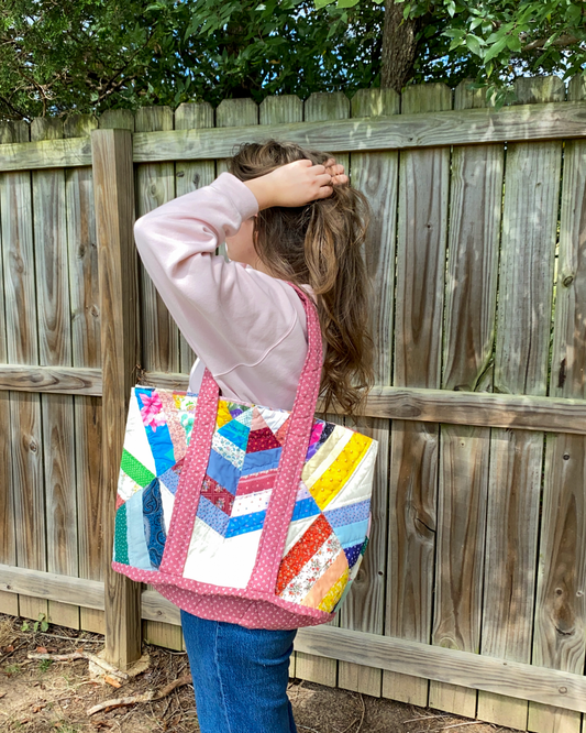 Upcycled Quilt Tote Bag - One of a Kind